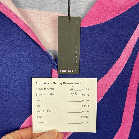 The Kit Tropical Leaf Print Boho Midi Dress Size L Slim Fit Stretchy Resortwear - Picture 7 of 8